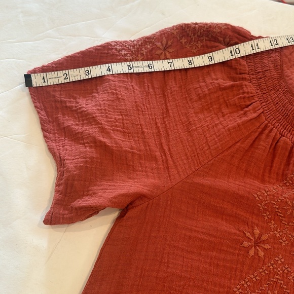 Lucky Brand Embroidered Boho Cotton Gauze Dress Rust size Medium - Picture 9 of 10